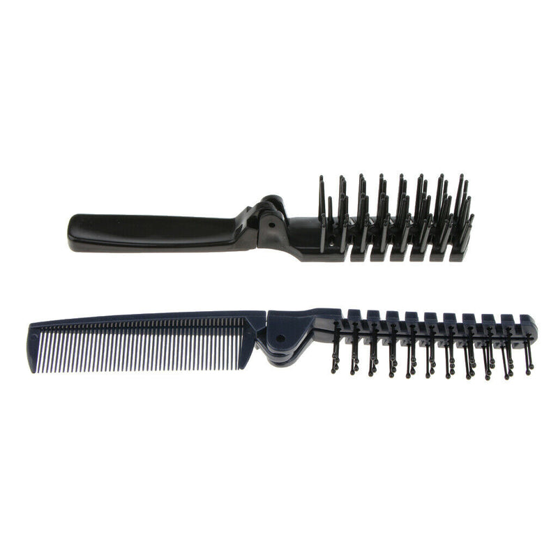 2x Lovely Multifunction Foldable Pocket Travel Hairbrush Massage Scalp Comb