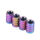 4pcs Rainbow Color Aluminum 3-Groove Style Car Wheel Tire Valve Caps Covers hv2n