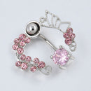 Rosa Schmetterling Bauch Ring oben nach unten Nabel piercing reverse 14G Blu 3C
