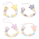 Silicone Wood Beads Baby Pacifier Clip Chain Cute Flower Crown Pacifier Cli D5N1