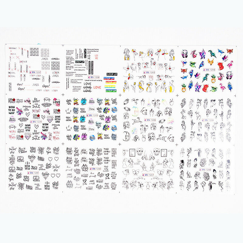 Abstract Art Design Mixed DIY Nail Art Water Transfer Stickers Decals Manicure