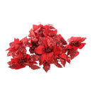6Pcs 6.6 Inch Glitter Artificial Wedding Christmas Flowers XMAS Tree Wreath