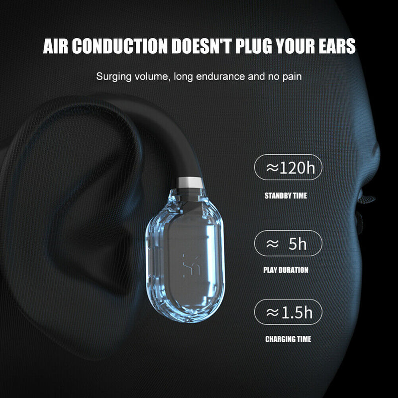 Bluetooth Bone Conduction Headphone Handsfree Wireless Headset (Black) A