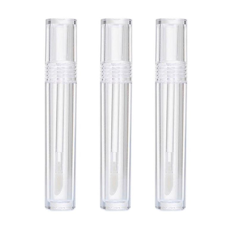 3Pc 5ml Empty Clear Lip Gloss Tube Container Bottle w/Brush Lip Wand