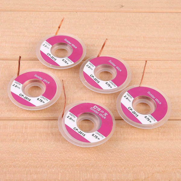 5pcs 0.75m 2.0mm Desoldering Braid Solder Remover Sucker Flux Wick Cable