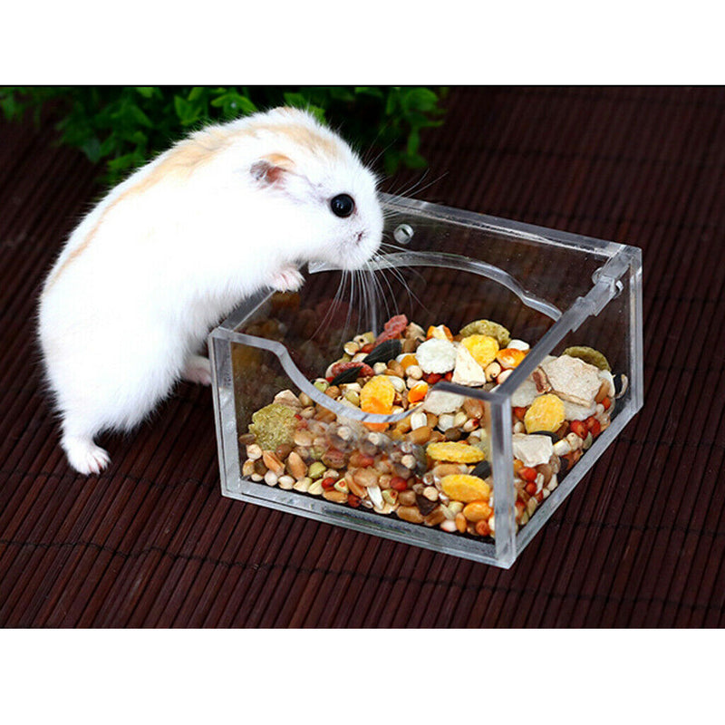 Clear Feeding Bowl Hamster Food Water Dish Container 7.5x7.5x3.2cm
