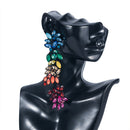 Fashion Women Colorful Rhinestone Statement Geometric Long Charm Drop Earrings