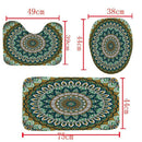 4Pcs Home Bathroom Decor Set Green Mandala Pattern Toilet Seat Cover Bath M
