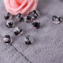 10x 12mm Black Faceted Lampwork Flower Glass Loose Beads For Necklace Making DIY