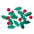 14g Holly with Berries Metallic Embossed confetti green + red