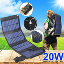 20W USB Solar Panel Folding Power Bank Outdoor Camping Hiking Battery Charg