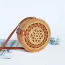 Female Round Rattan Bag Slung Shoulder Bag Ladies Bohemian Hand-Woven Straw