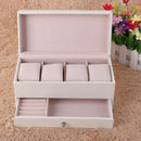 4 Compartment Watch Storage Box Drawer Jewelry Storage Display Leather Squa D3L3