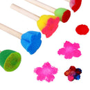 5Pcs/Set Children Diy Painting Sponge Brush Toys Wooden Handle Learning Tool  Dz