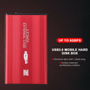 Aluminum 2.5 inch External HDD SSD Box USB SATA3.0 Hard Drive Disk (Red) A