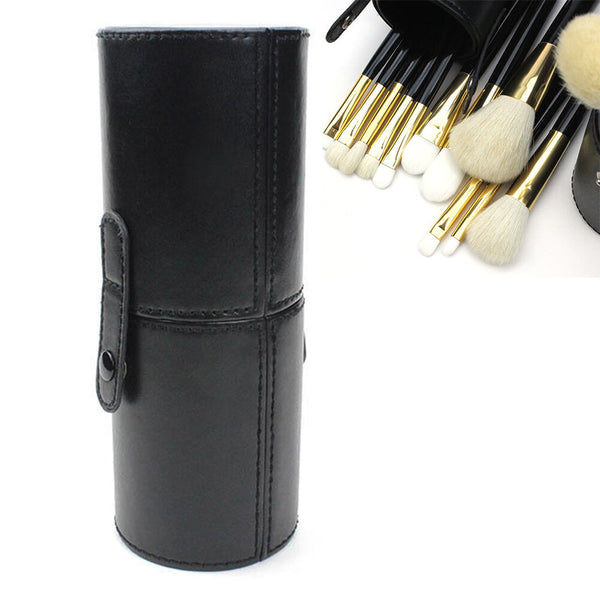 Black Makeup Brush Pen Travel Leather Storage Empty Holder Cosmetic Cup Case Box