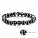 8mm Magnetic Hematite Black Round Beads Gem Stretch Therapy Bracelet Unisex