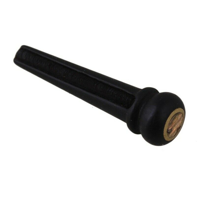 6Pcs Black Ebony Shell Guitar Bridge Bone Pins Set with Green Abalone Dot F
