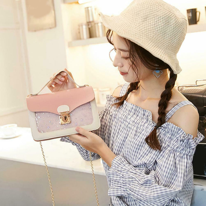 Cute Stars Pattern Shoulder Handbags Women Small Crossbody Bags (Pink)