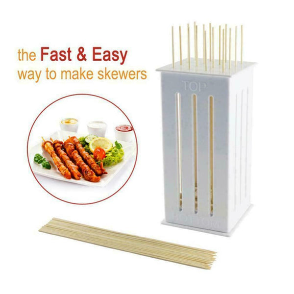 16-Holes Easy Barbecue Kebab Meat Maker Box Meat Grill 16 Skewers Bamboo Wi L6O2