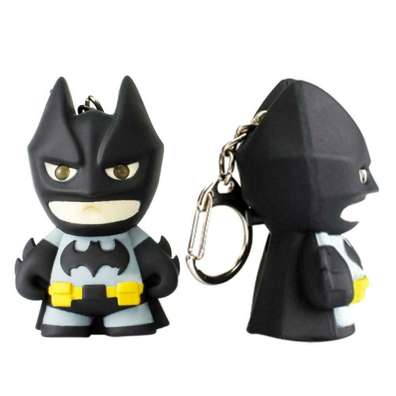 Superhero Batman Design LED Keychain Flashlight Sound Pendant Key Ring Gift A