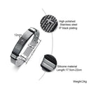 17.5-22cm Men Religious Prayer Black Cross Bracelet Stainless Steel Cuff
