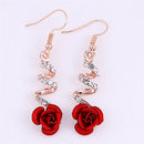 Rose Flower Crystal Dangle Drop Earrings Hook Party Bridal Earring Chic Jewe BX