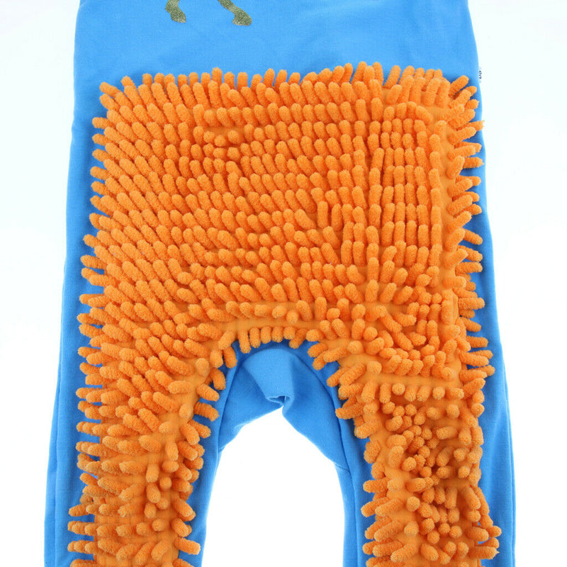 Baby Long Sleeve Crawling Mop Jumpsuit Romper One Piece Blue+Orange 90cm