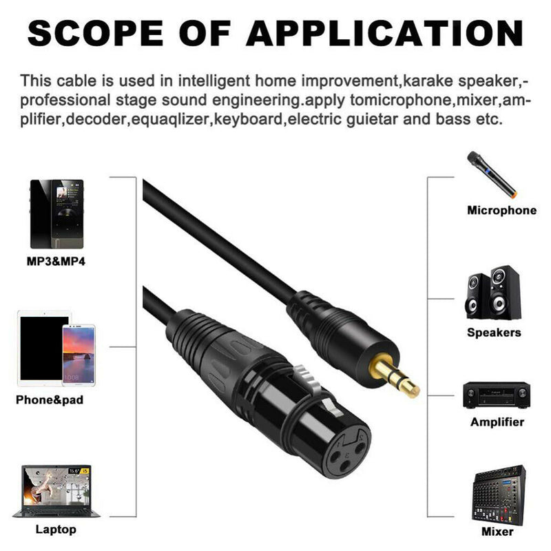 3.5mm TRS Stereo Male to XLR Female Balanced Audio Microphone Cable 1.5m