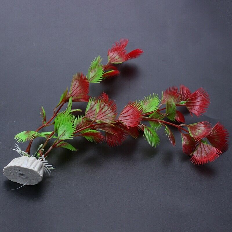 Red Plastic Fern Plants Water Fish Tank Landscaping Aquarium Ornament DecoraH2X9