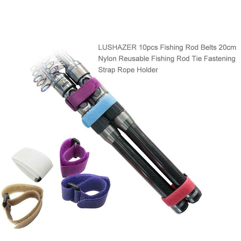 10pcs Fishing Rod Belts 20cm Nylon Reusable Fishing Rod Tie Fastening Strap