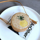 Round Women Straw Bags Leaves Rattan Woven Beach Shoulder Bags Ladies Cossb C1S5