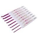 8Pcs Plastic Handle Floral Aluminium Crochet Hooks Knitting Needle Set Weav
