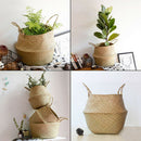 Foldable Rattan Hanging Flower Pot Planter Laundry Storage Basket Xmas Decor JR