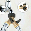 2-Way Metal Y Connector Garden Connector Hose Splitter Water Shut Valves X1D0