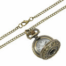Round Shape Retro Striped Volume Necklace Pocket Watch Bronze
