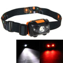 300LM Mini Super Bright Headlight R3 + 2 LED 4 mode black green A