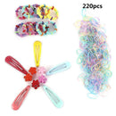 220Pcs Mixed Color Kids Girls Hair Clips Rope Ponytail Holder Hair Accessories