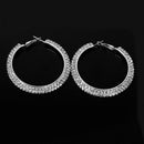 1 pair Earrings Alloy Creoles Decorated 2-Row Rhinestone Diameter 60mm - Si