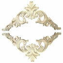 15*15cm Rubber Wood Carved Corner Onlay Applique Exquisite Unpainted