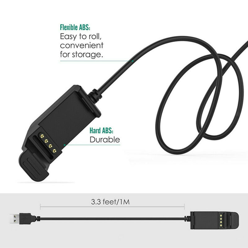 USB Charge Charging Data Clip Cable Replacement For Garmin Edge 20 25 Black
