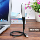 14 LED Bulbs Tube Mini USB Lamp Reading Light for Laptop Desktop PC (Black) A