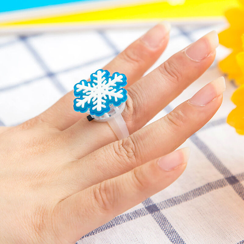 Kids Christmas Festival Electronic Glitter Shiny Finger Decor Rings Supply