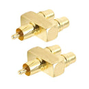 2pieces RCA AV Audio Y Splitter Plug Adapter 1 Male to 2 Female