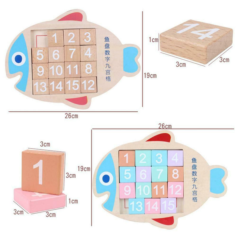Fish Plate Number Wooden Board Montessori Toys Early Education Math Toys