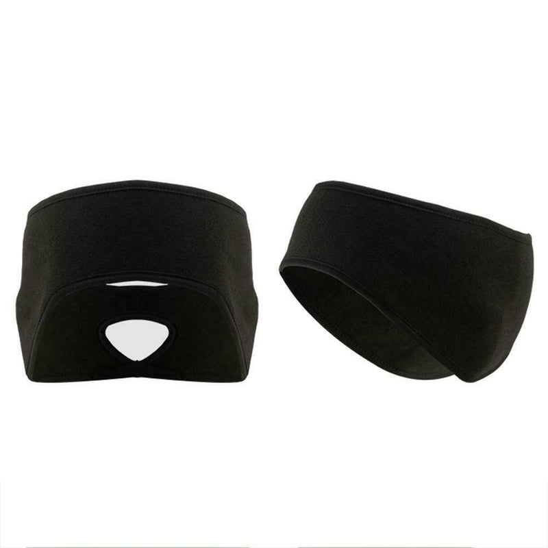 Outdoor Fleece Ponytail Headband Yoga Running Fitness Sweatband (Black) A