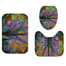 3Pcs/Set Print Non Slip Toilet Bathroom Pad Colorful Tree Rug Carpet Absorb