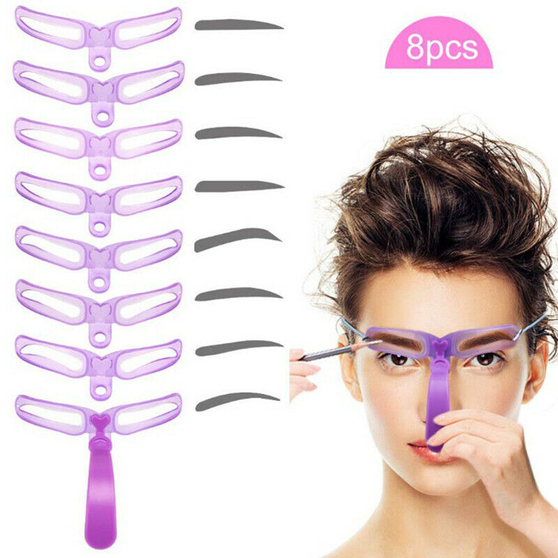 8PCS DIY Eyebrow Shaper Makeup Template Eyebrow Grooming Shaping Stencil Kit Bj