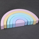 Colorful Wood Rainbow Building Blocks Toys Creative Assembling Blocks Circl Y9B2
