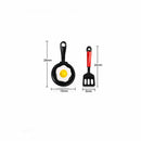 1 Pair Cute Shovel Pan Fried Egg Stud Earrings Women Girls Funny Gifts Jewelry